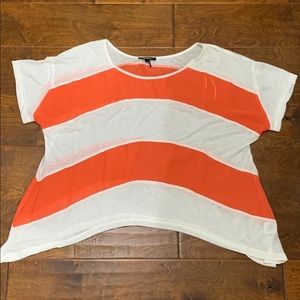 White & Orange Striped Roly Poly Top